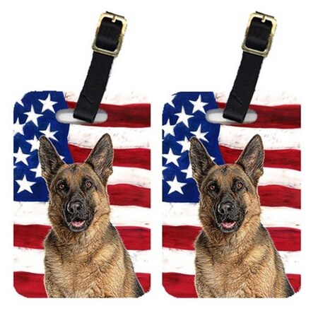 Carolines Treasures Carolines Treasures KJ1159BT Pair Of USA American Flag With German Shepherd Luggage Tags KJ1159BT